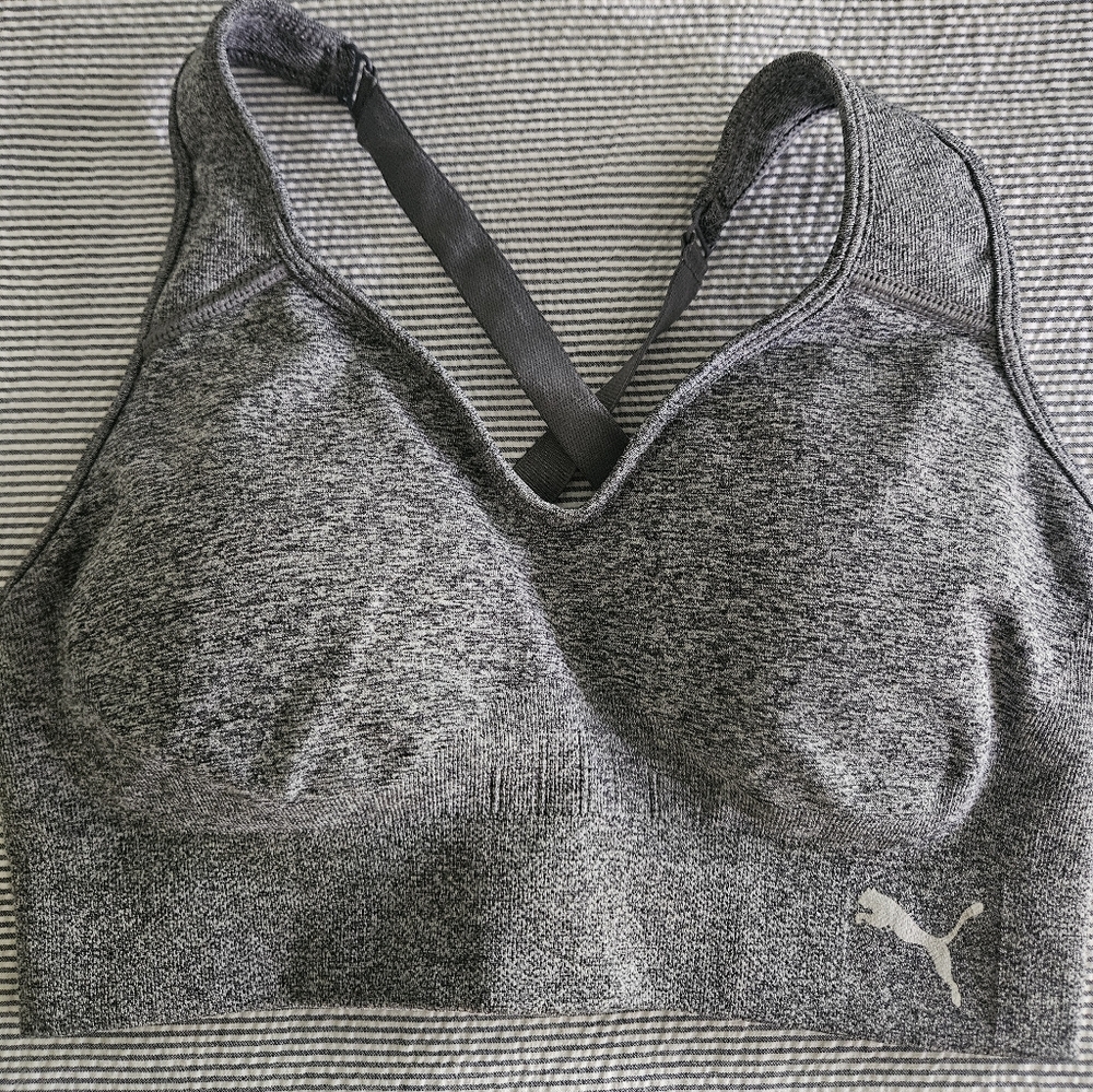 Puma Heather Gray Seamless Racerback Sports Bra